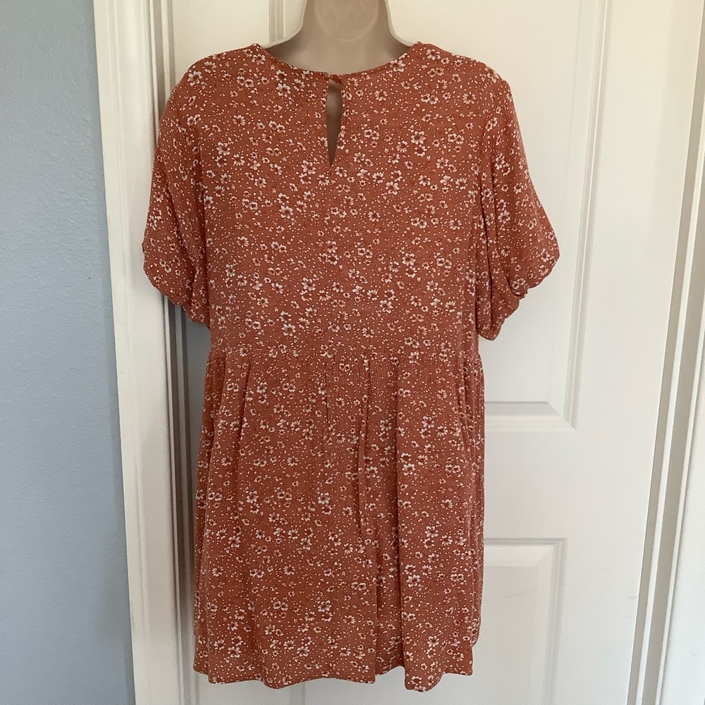 Lumiere Womens Lined Large Floral Print Dress Ballon Sleeves Keyhole Neck - Picture 3 of 10
